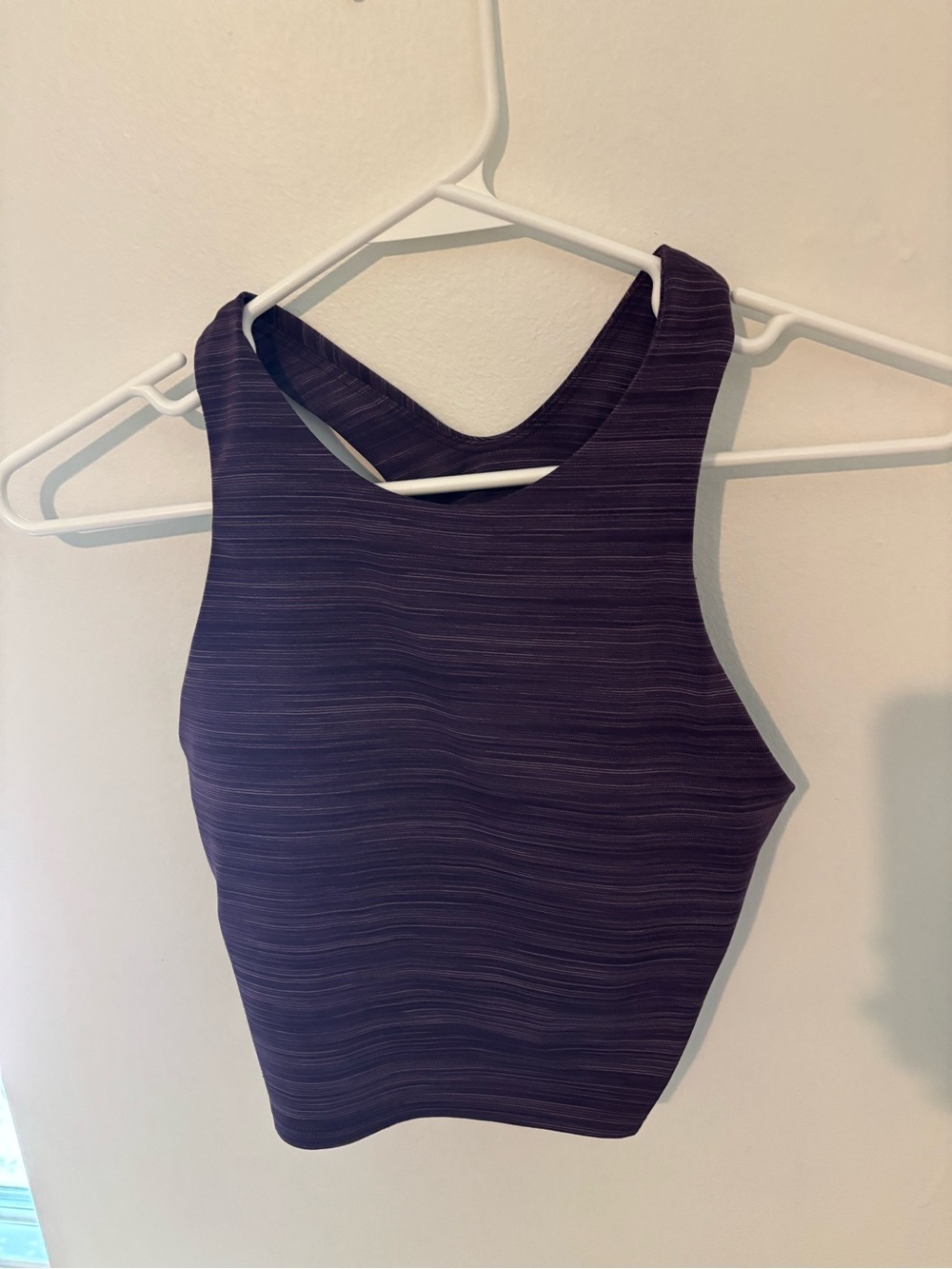 Athleta XS Striped Purple Racerback Crop Top